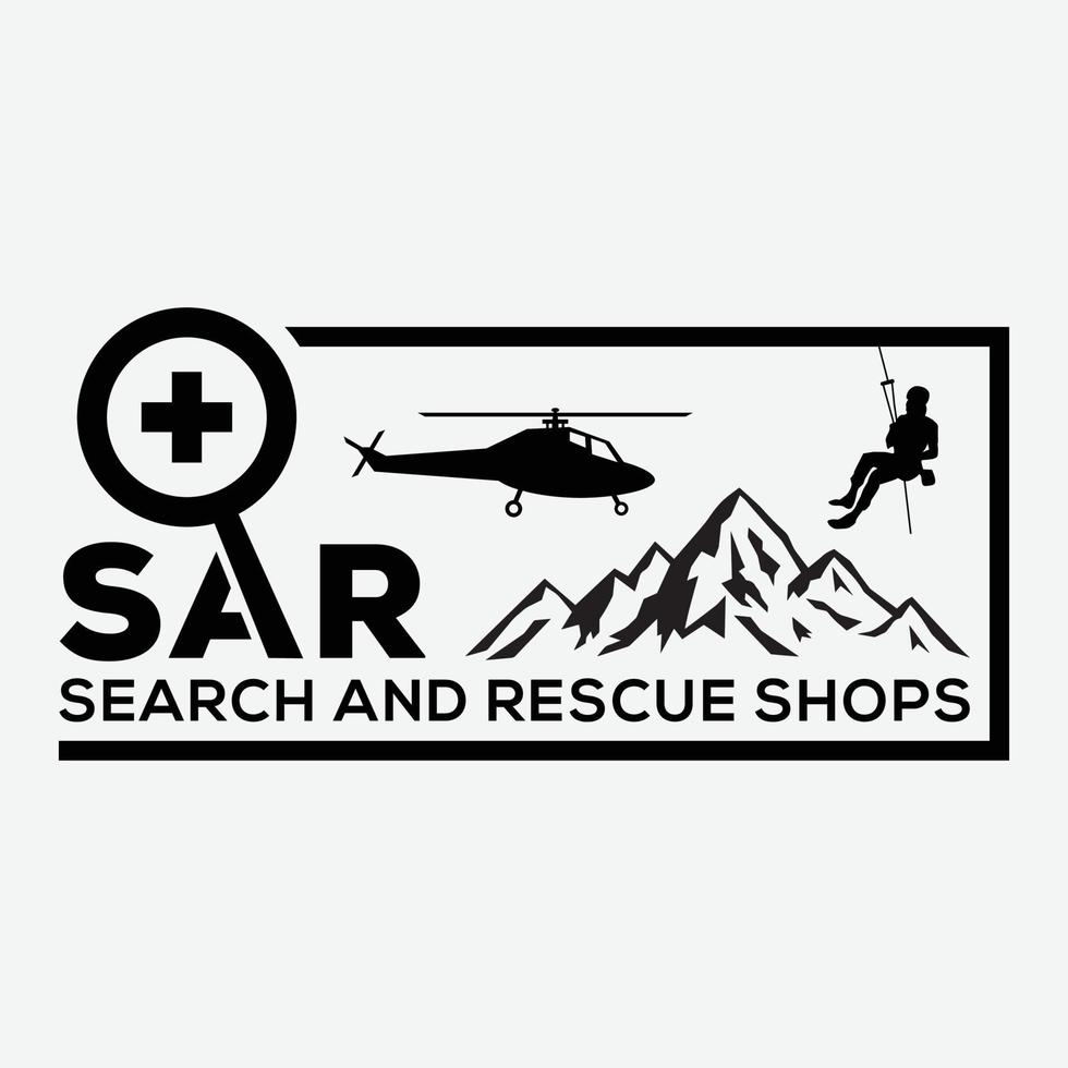 sar buscar y rescate tiendas logo diseño vector