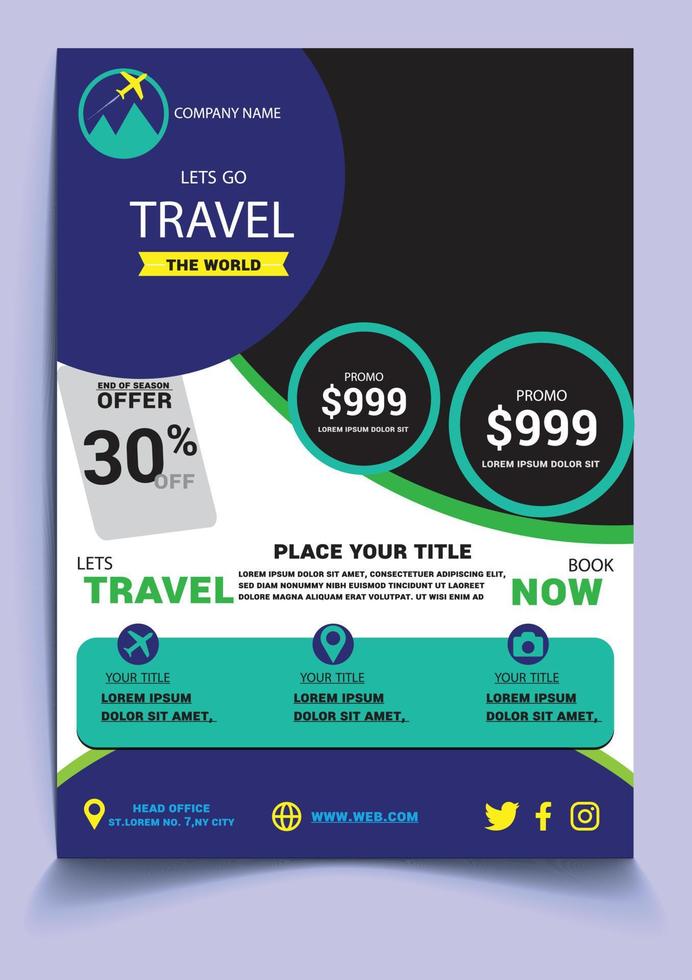 Vector travel flyer or poster template.