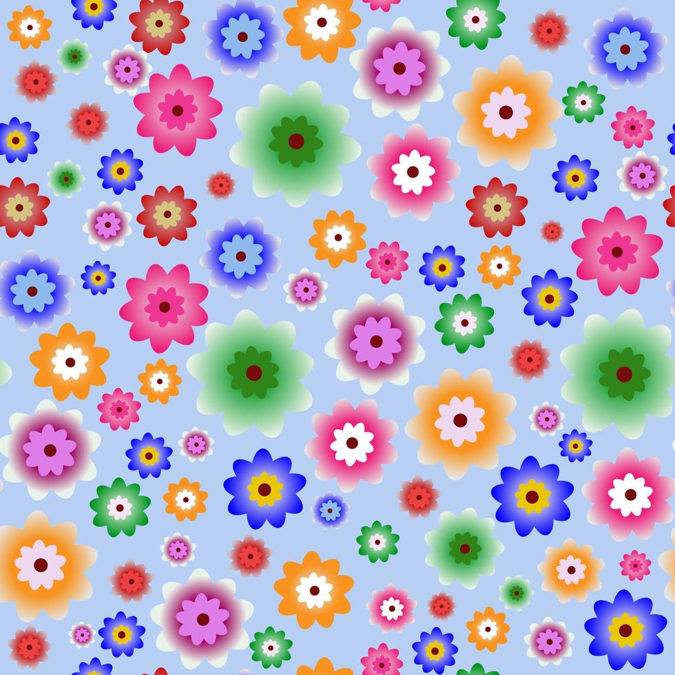 Floral seamless pattern with flowers of different shapes and shades. Design for fabric, packaging, wallpaper, cover. Editable vector print.