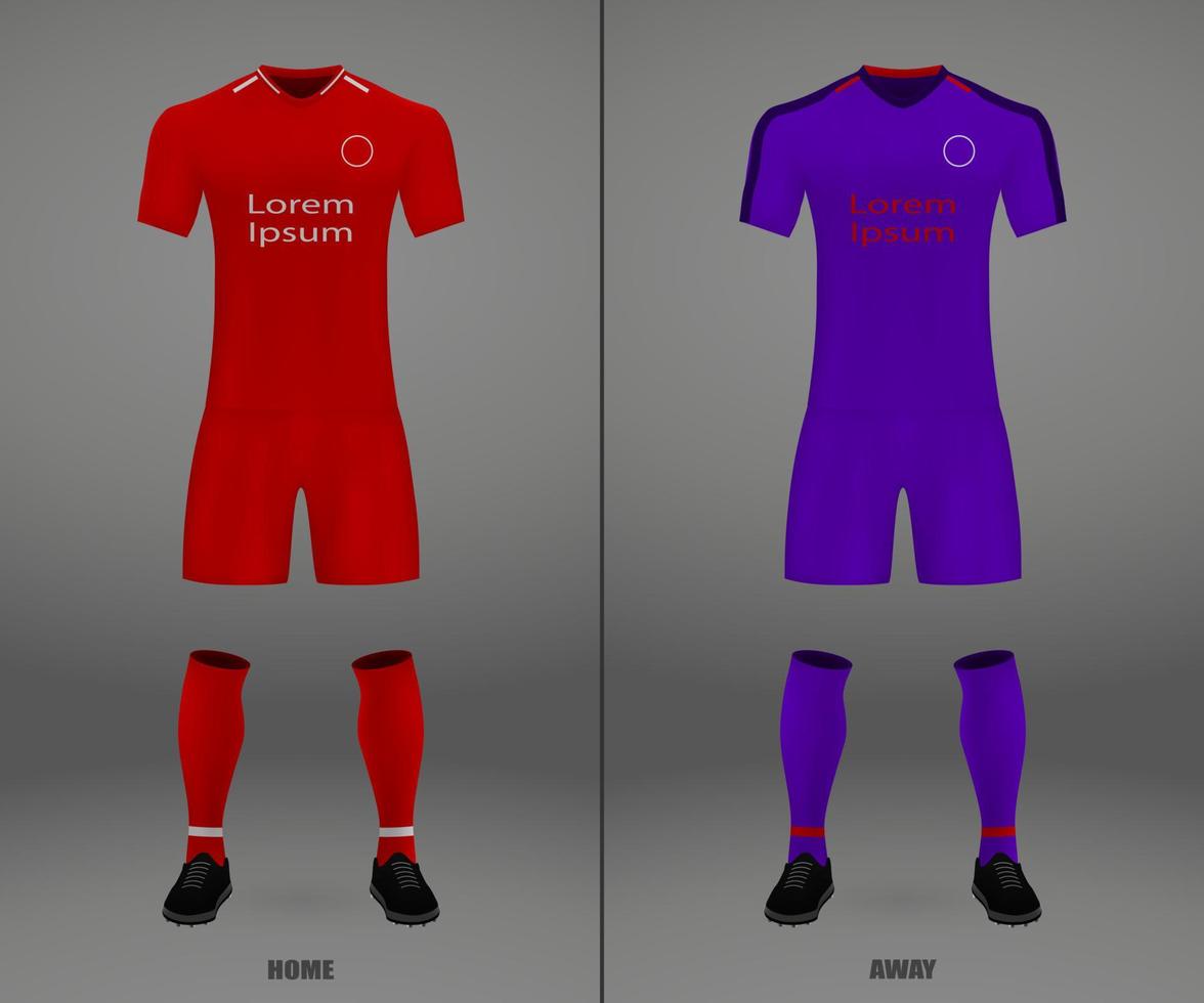 football kit 2018-19, shirt template for soccer jersey. vector