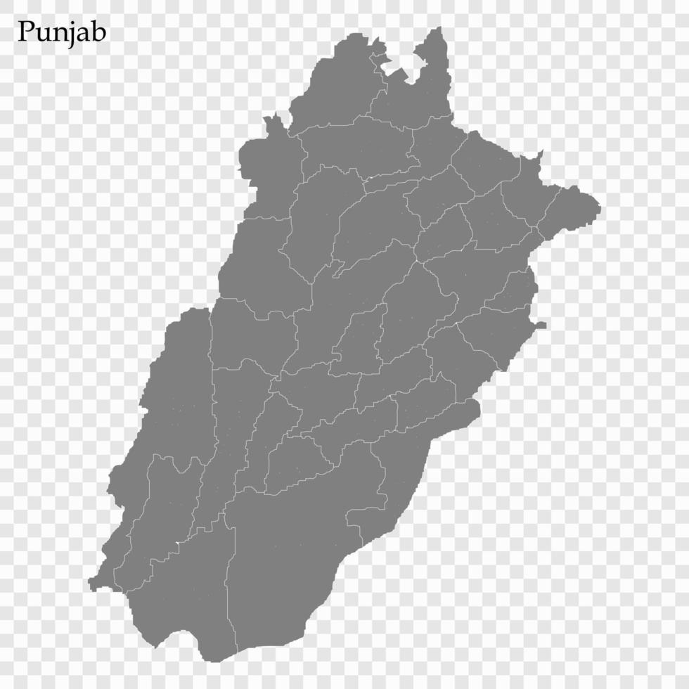 alto calidad mapa es un provincia de Pakistán, con fronteras de el divisiones vector