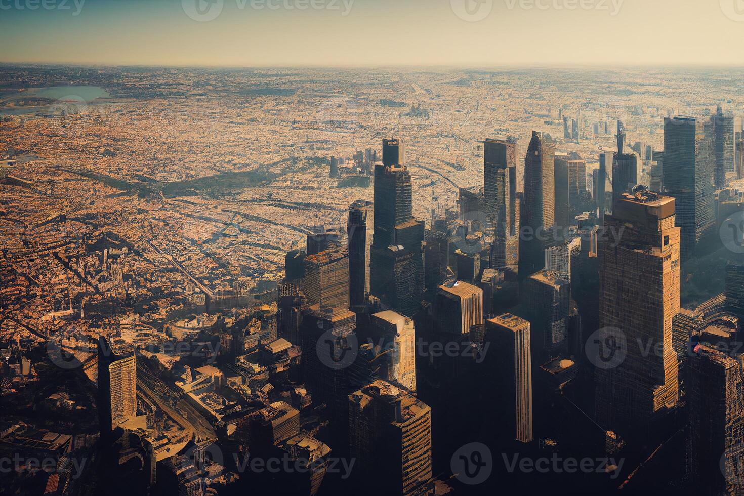 illustration big city with a view from above photo