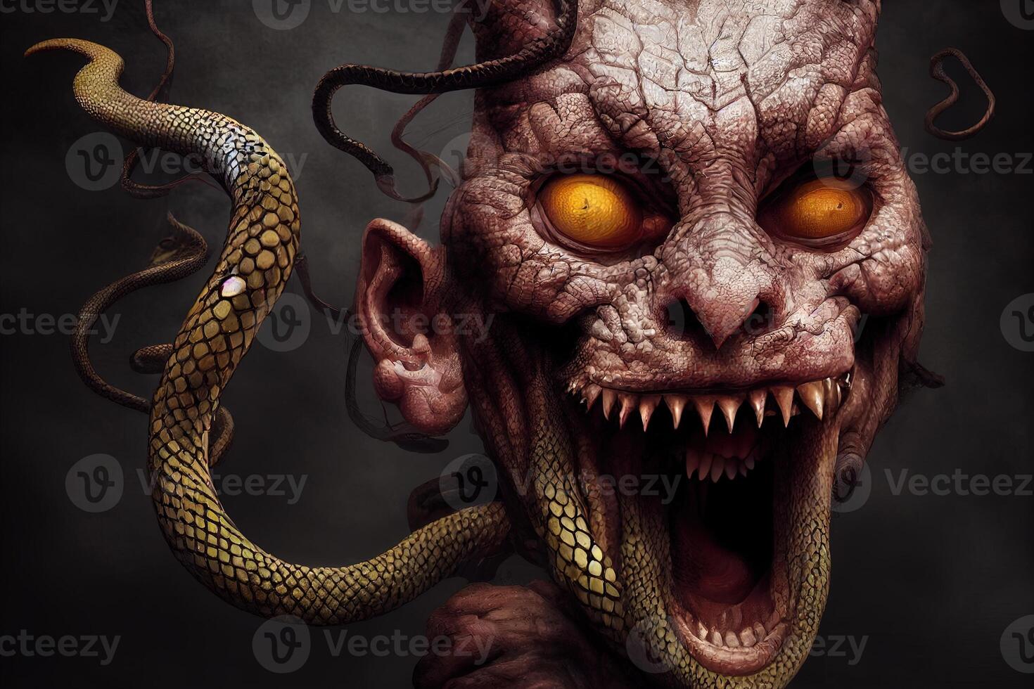 illustration of a creepy snake demon photo