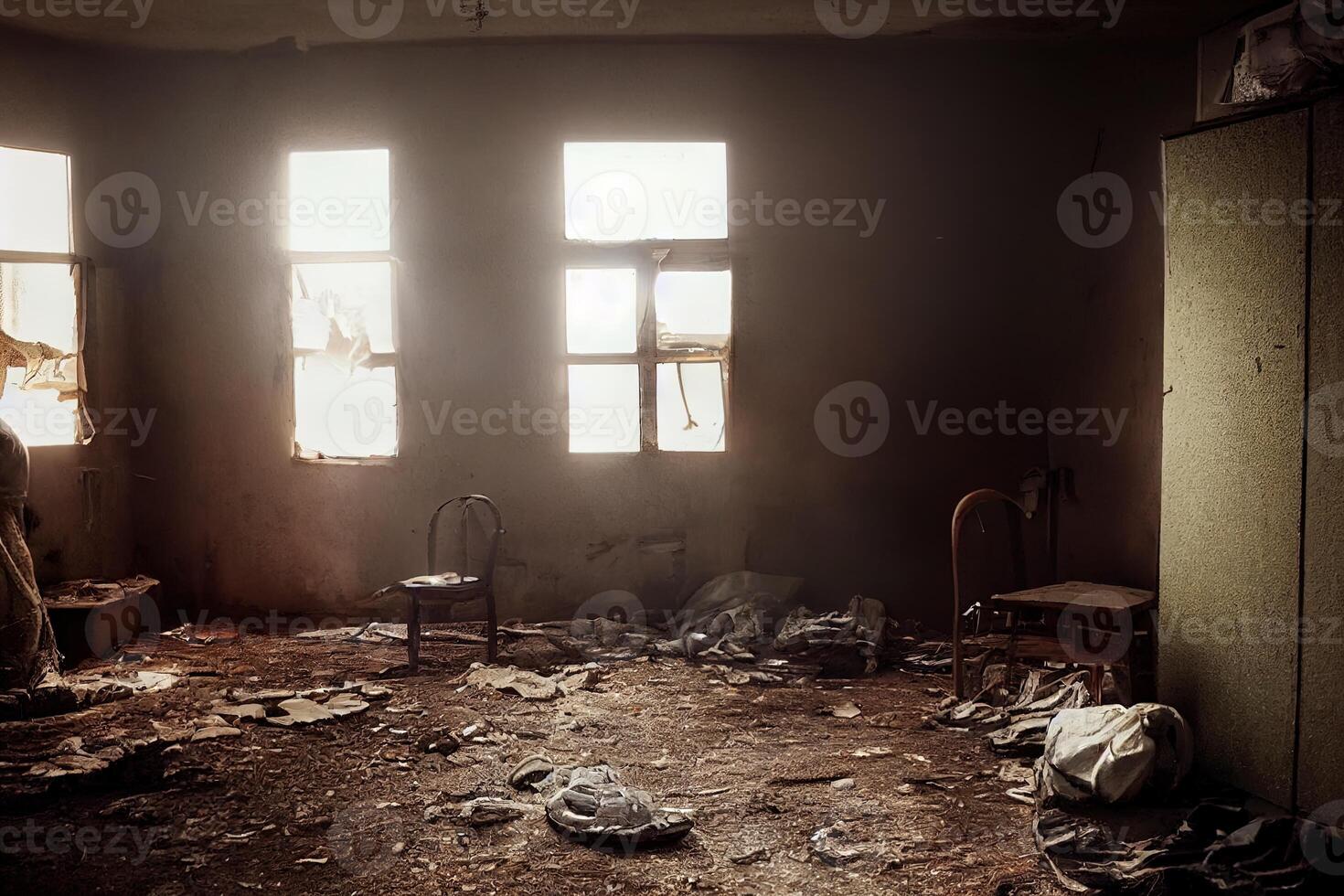 illustration of an lost place old dilapidated house interior view photo