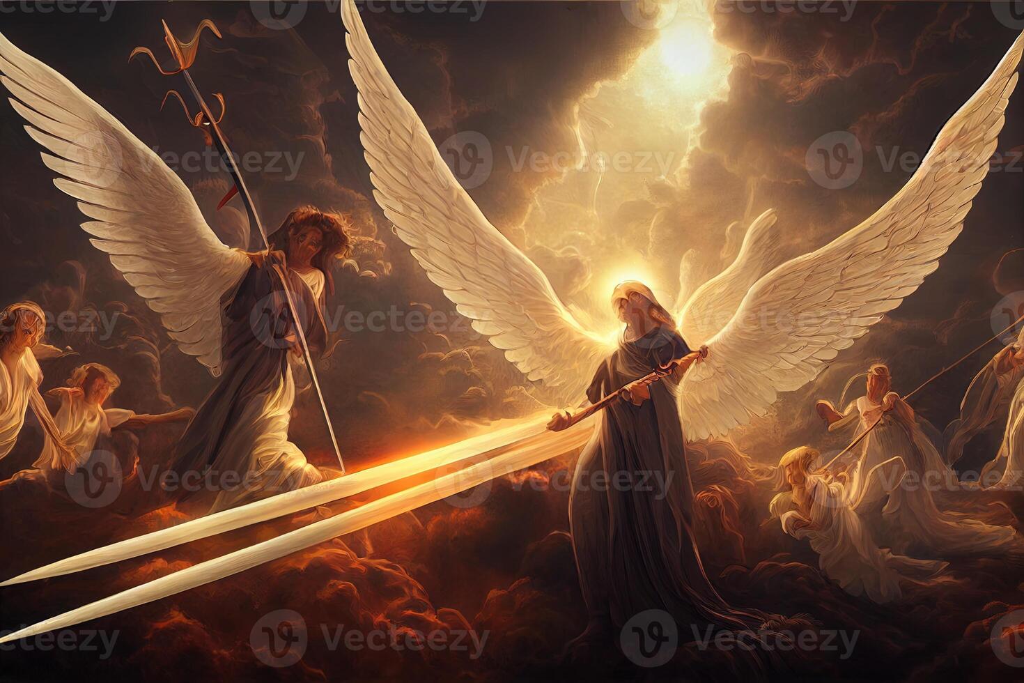 illustration of angels in heaven photo