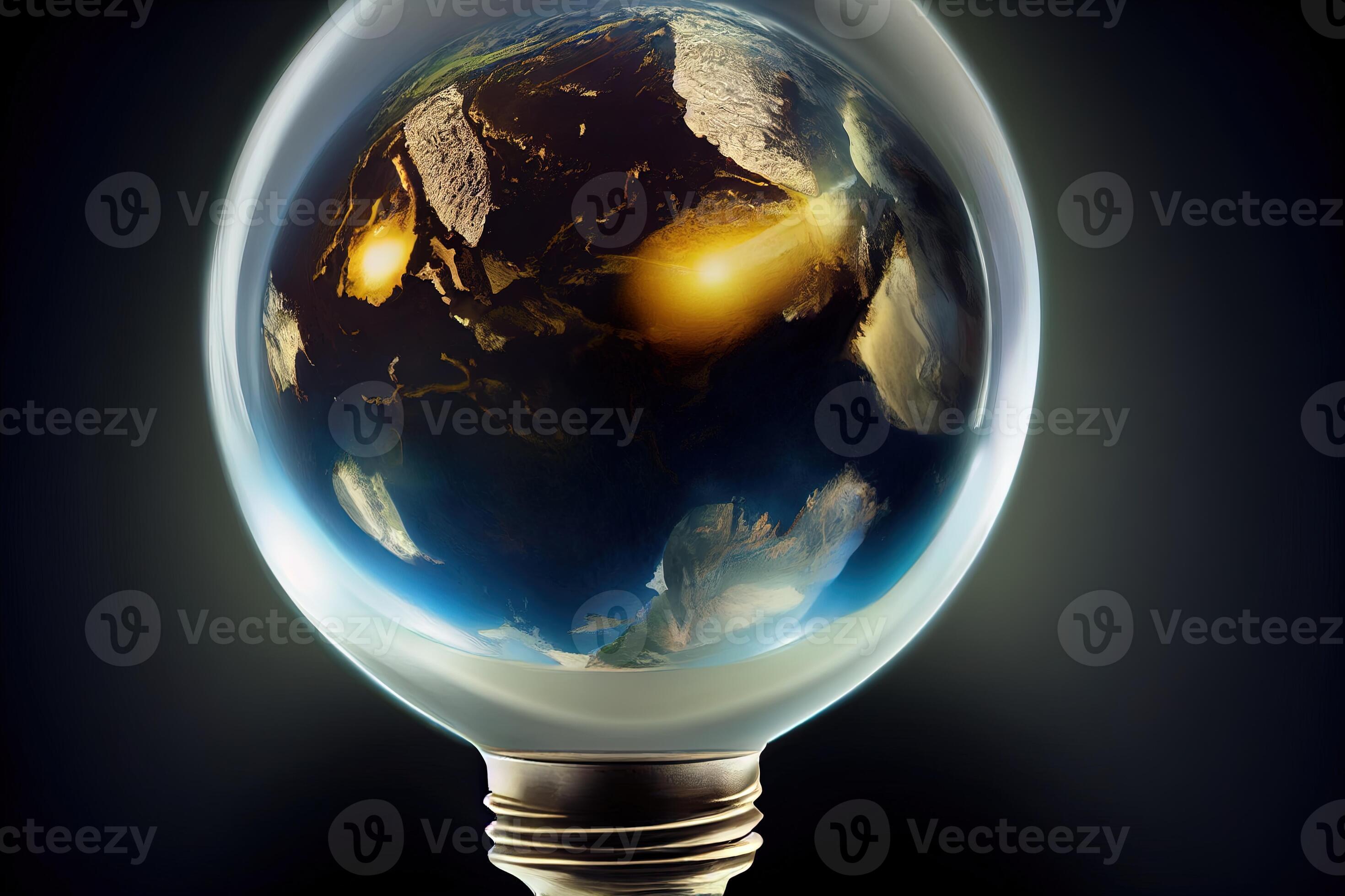 illustration of the earth in a light bulb 21983131 Stock Photo