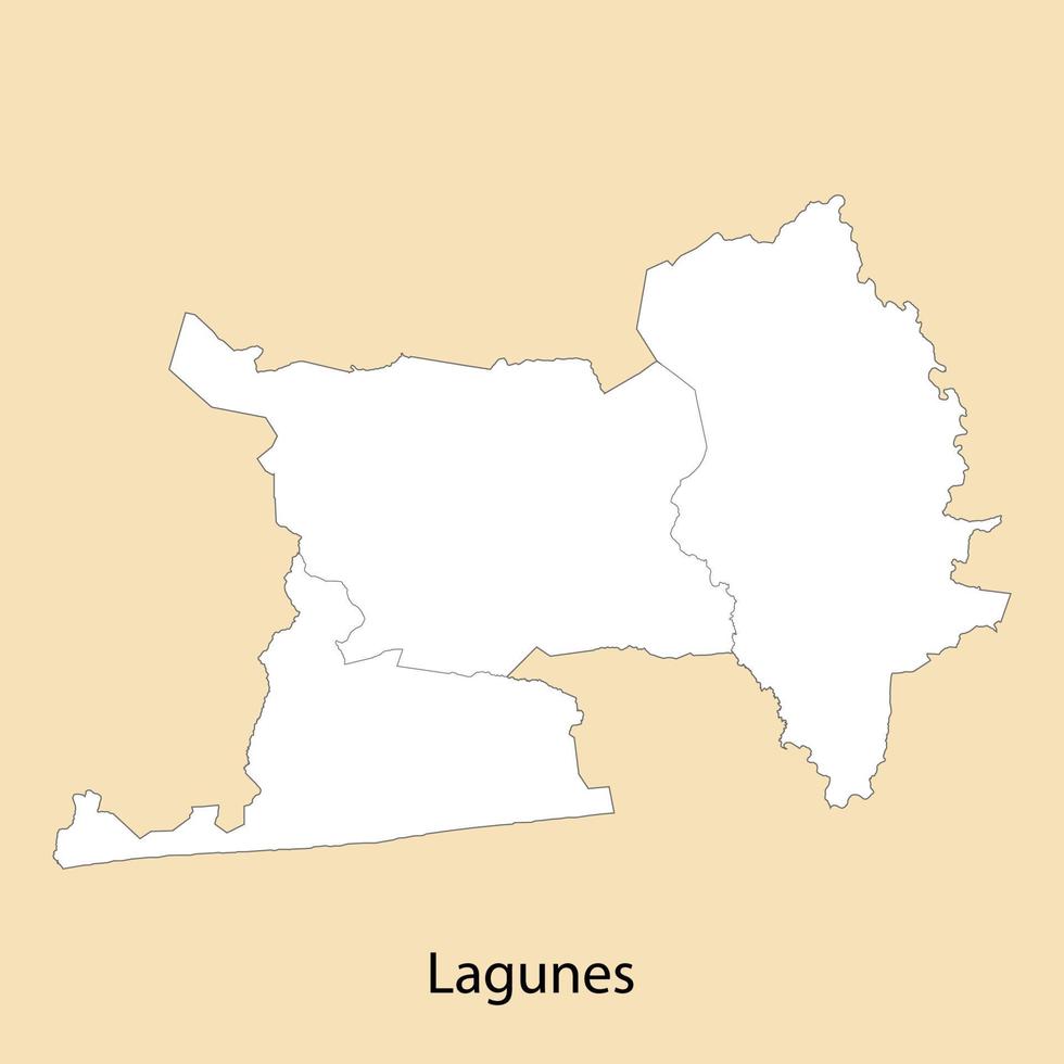 High Quality map of Lagunes is a region of Ivory Coast vector