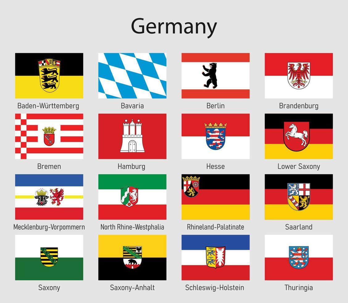 Flags of the states of Germany, All German lands flag collection vector