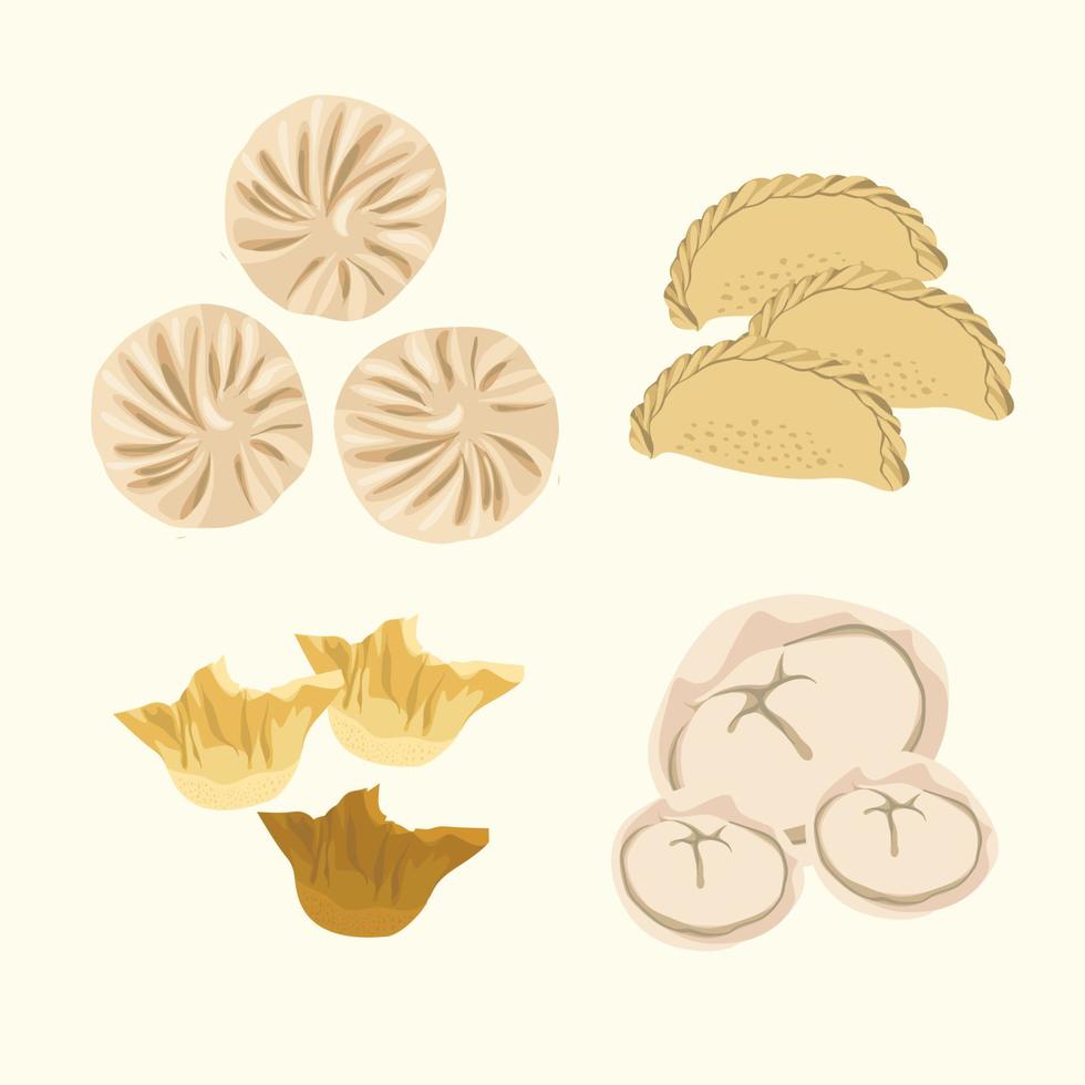 Asian Food dimsum dumpling food vector illustration Print