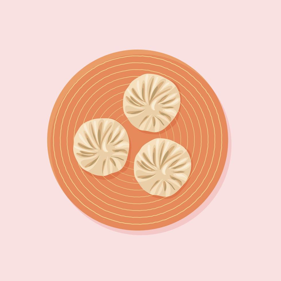 asiático comida dimsum bola de masa hervida comida vector ilustración impresión