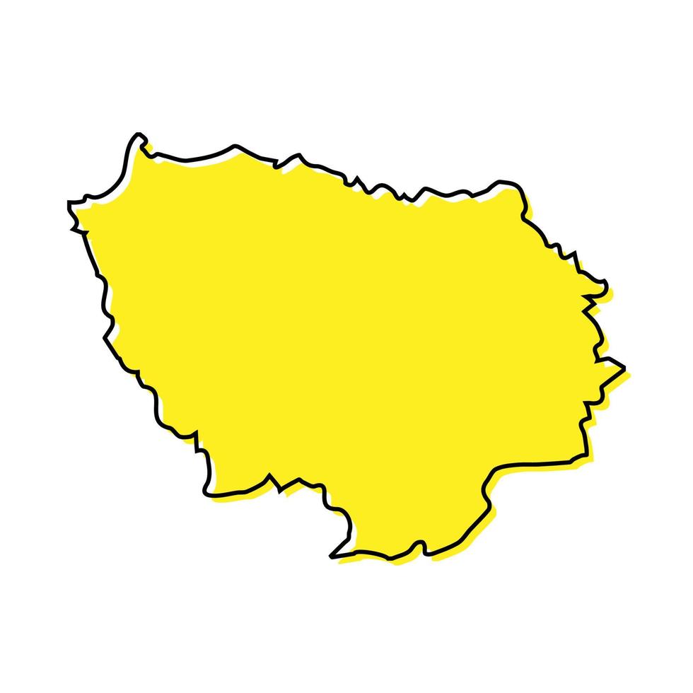 Simple outline map of Ile-de-France is a region of France vector