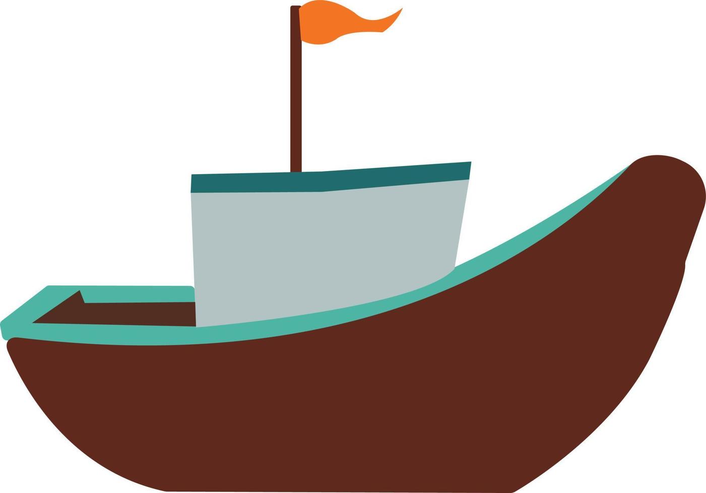 wooden sailing boat red flag vector