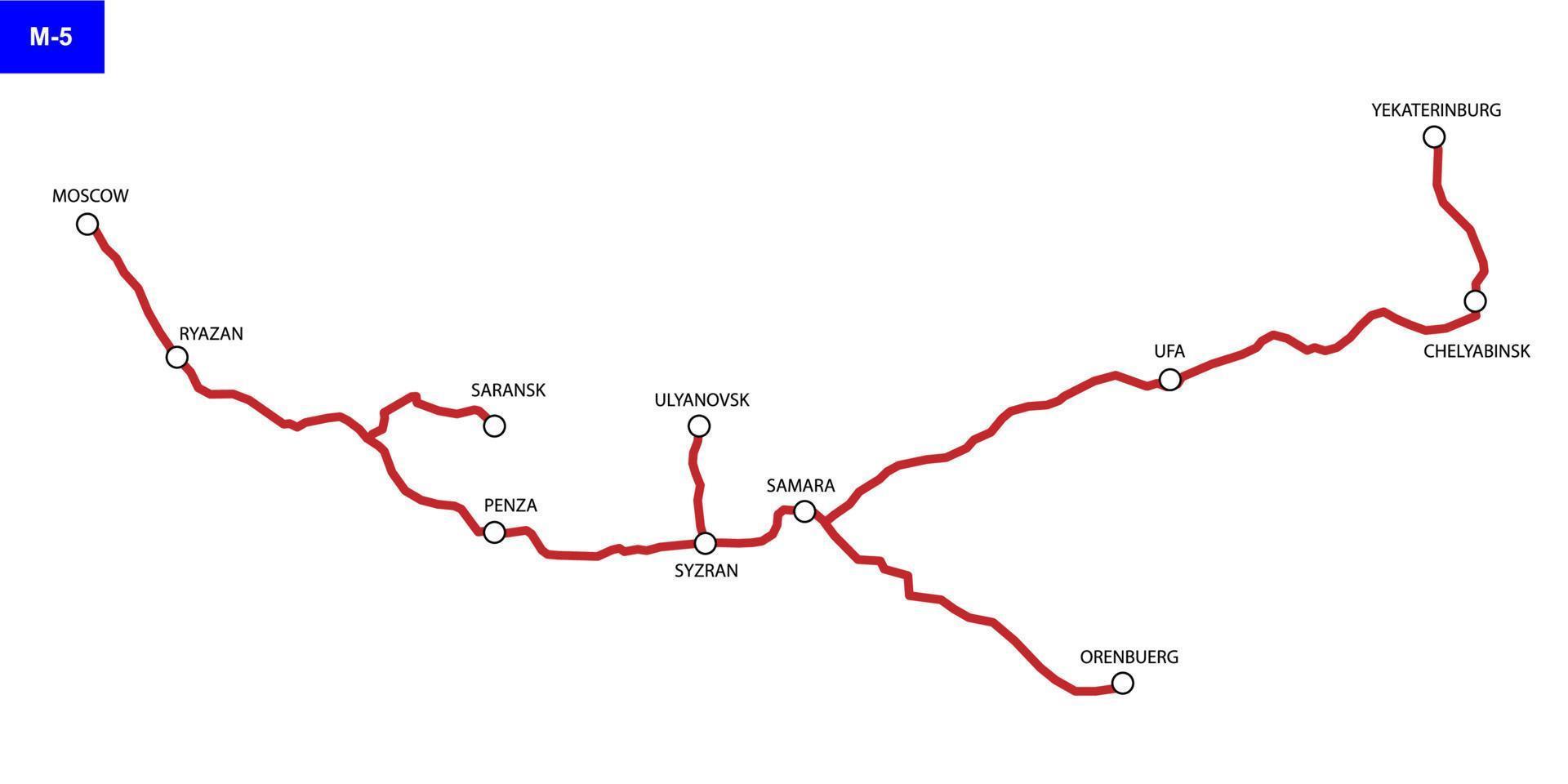 la carretera mapa de Rusia vector