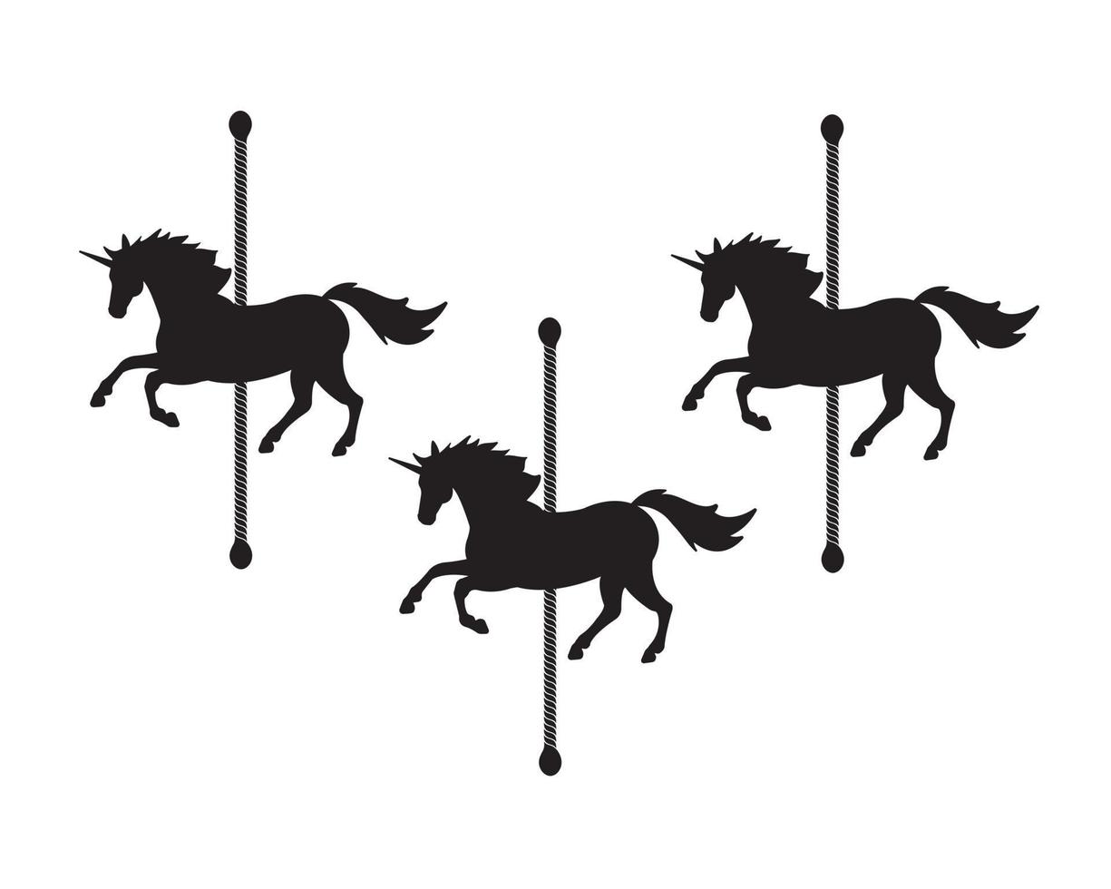 Vector black unicorn carousel silhouette