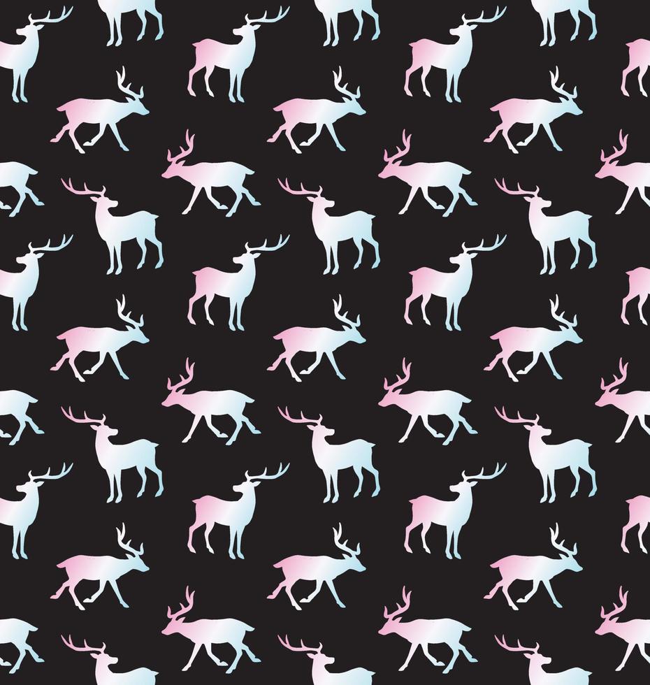 Vector seamless pattern of flat deer silhouette