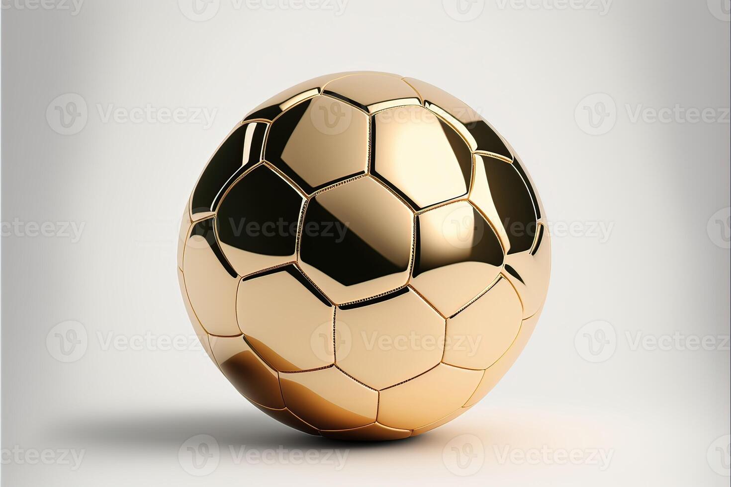 Golden soccer ball with white background photo