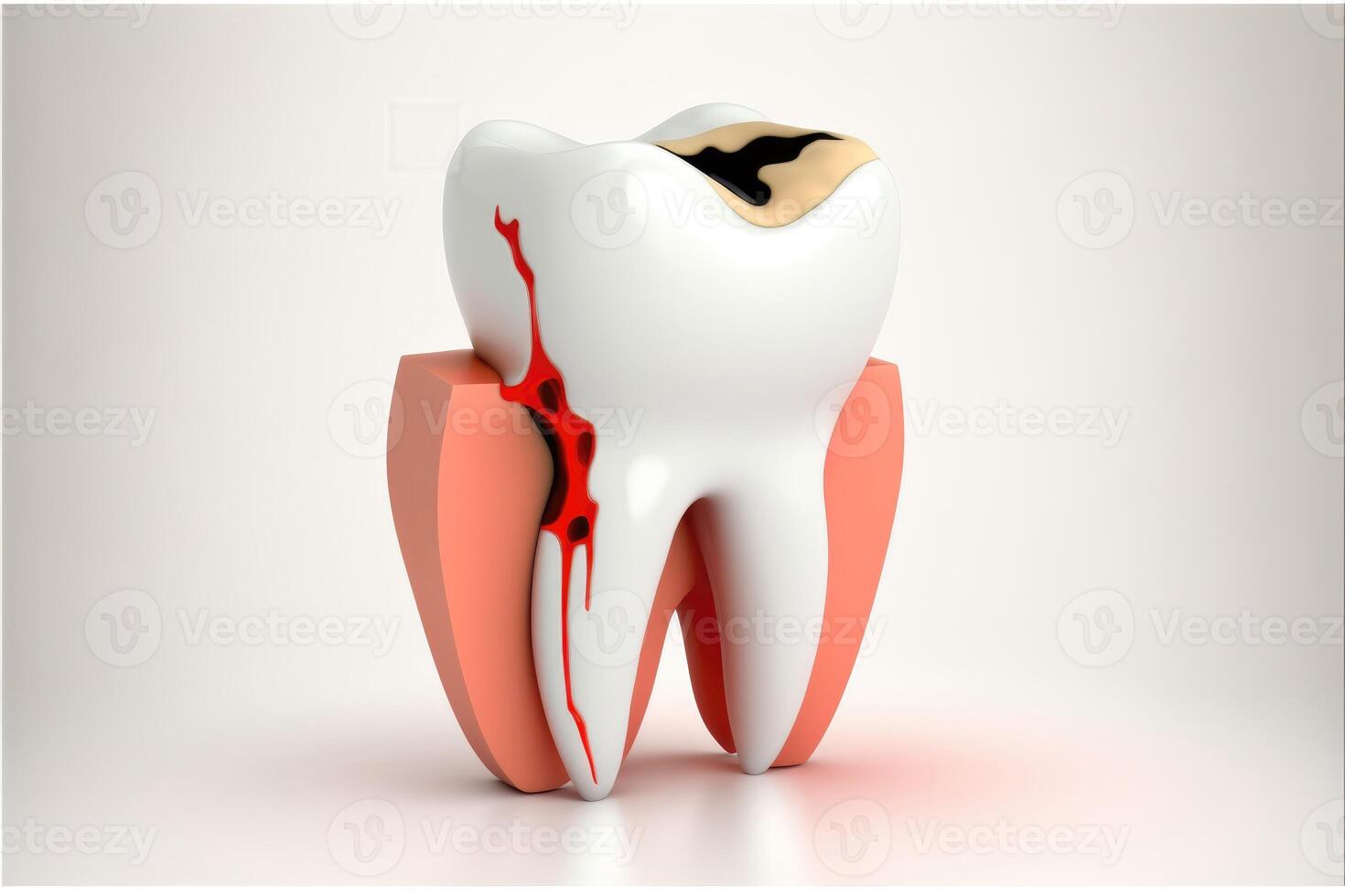 ai generado enconado cena, purulento dientes, periodontitis boca y dientes salud concepto. varios dental enfermedades. diseño para bandera, diseñador, dental clínica o hospital. foto