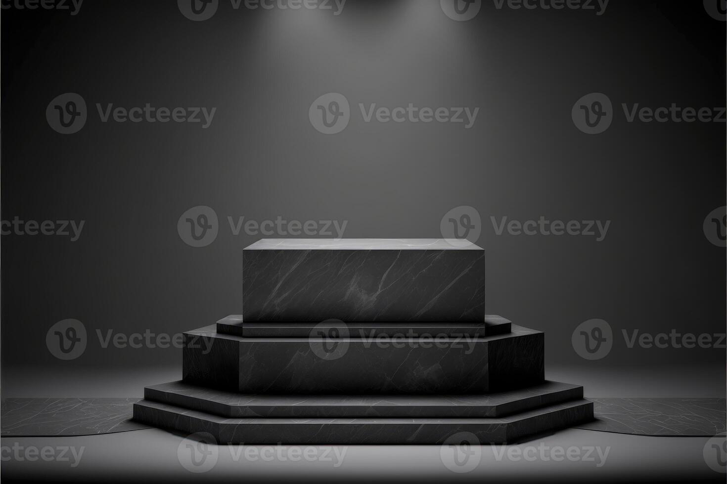 Black stone square hexagon podium pedestal product stage platform 3d background. photo