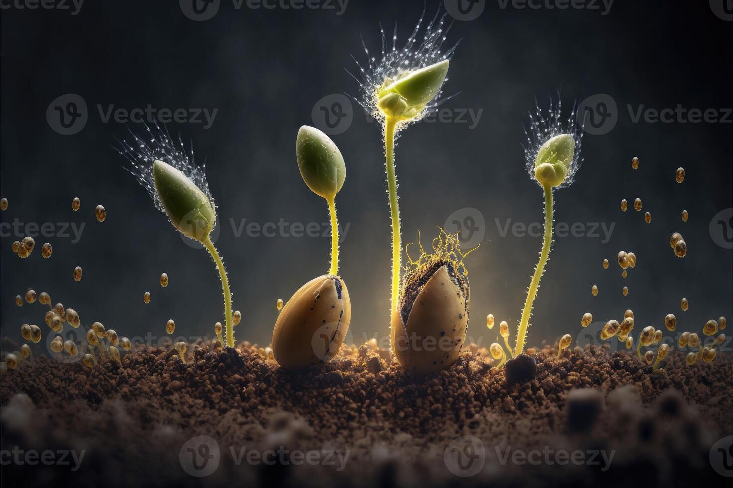 The process of germination as a seed sprouts photo