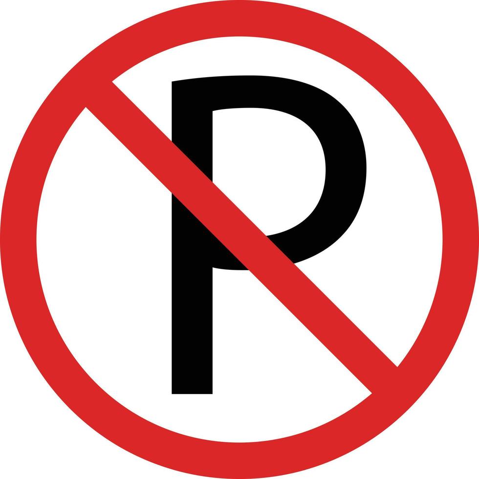 no parking sign icon red and black on white background vector