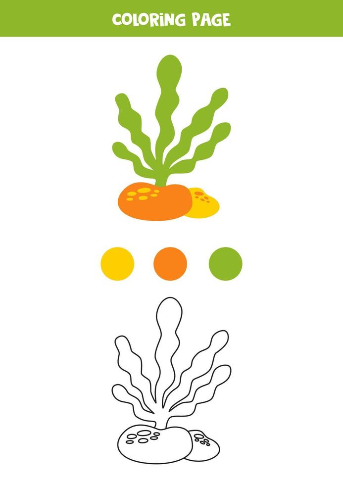 Color cute sea weed. Worksheet for kids. vector