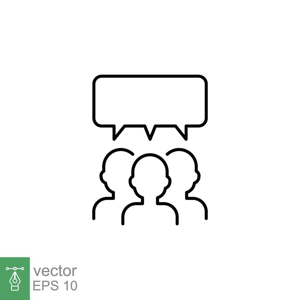 Forum discussion line icon. Meeting, business group, people, social communication concept. Simple outline style. Vector illustration isolated on white background. EPS 10.