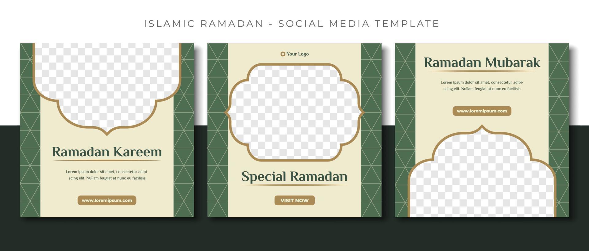 Green Ramadan islamic social media post template design, event promotion banner vector