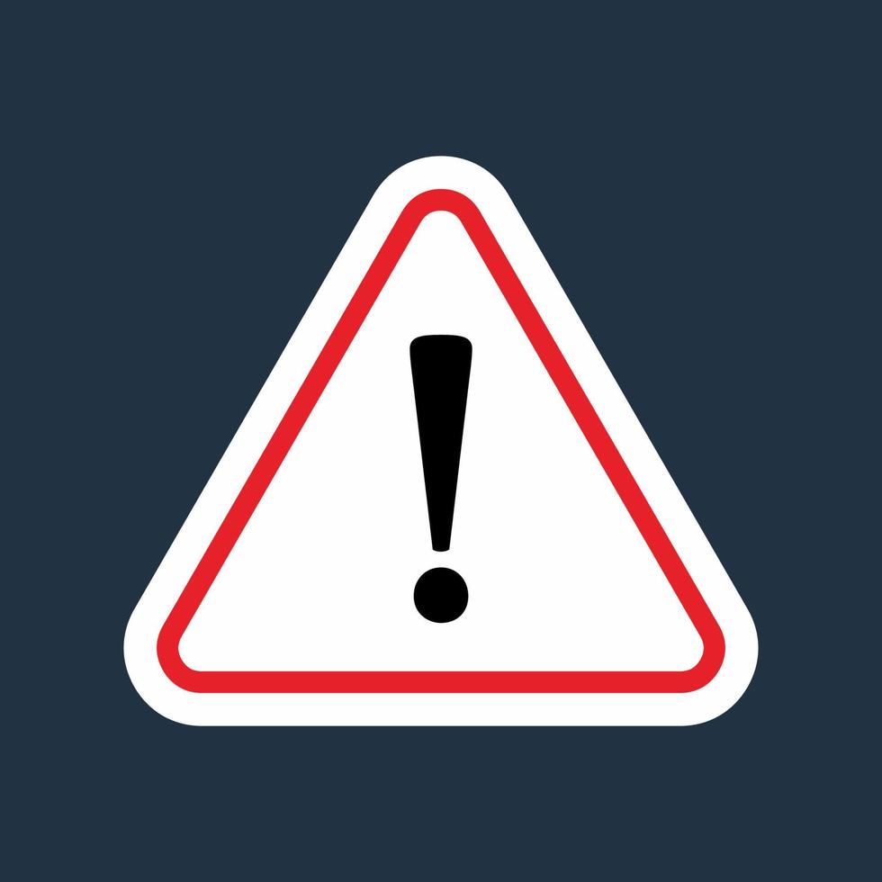 Exclamation mark sign in red triangle. Stock illustration Vector icon