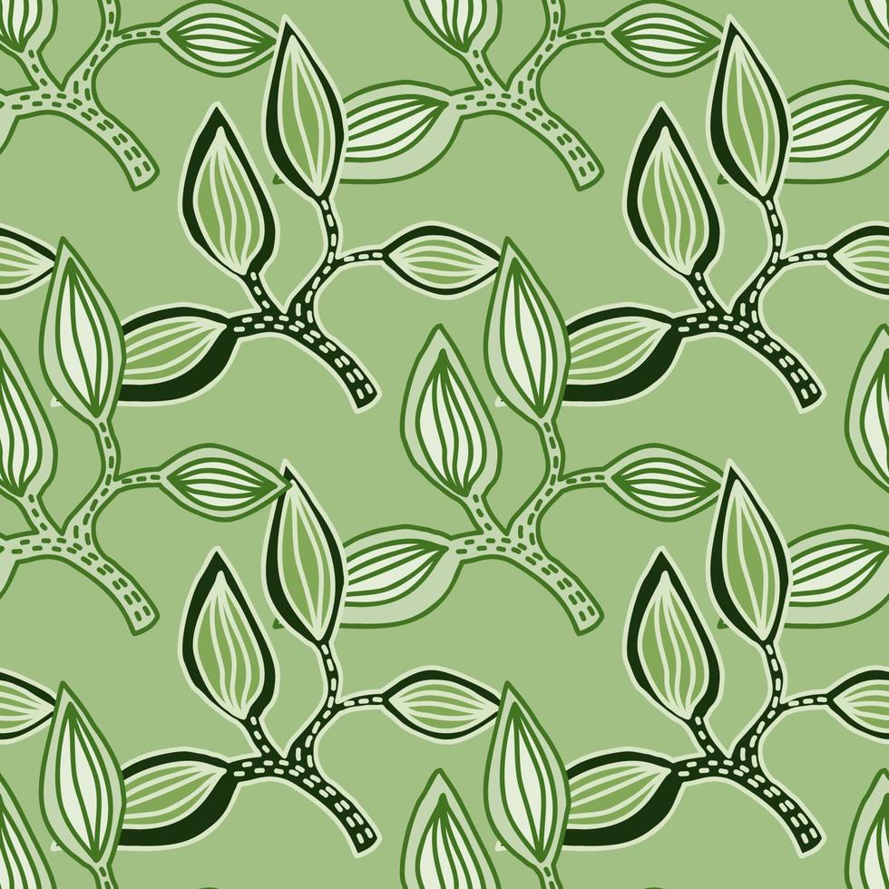 Seamless pattern with decorative leaves. Hand drawn exotic botanical texture. Sketch jungle leaf seamless wallpaper. vector