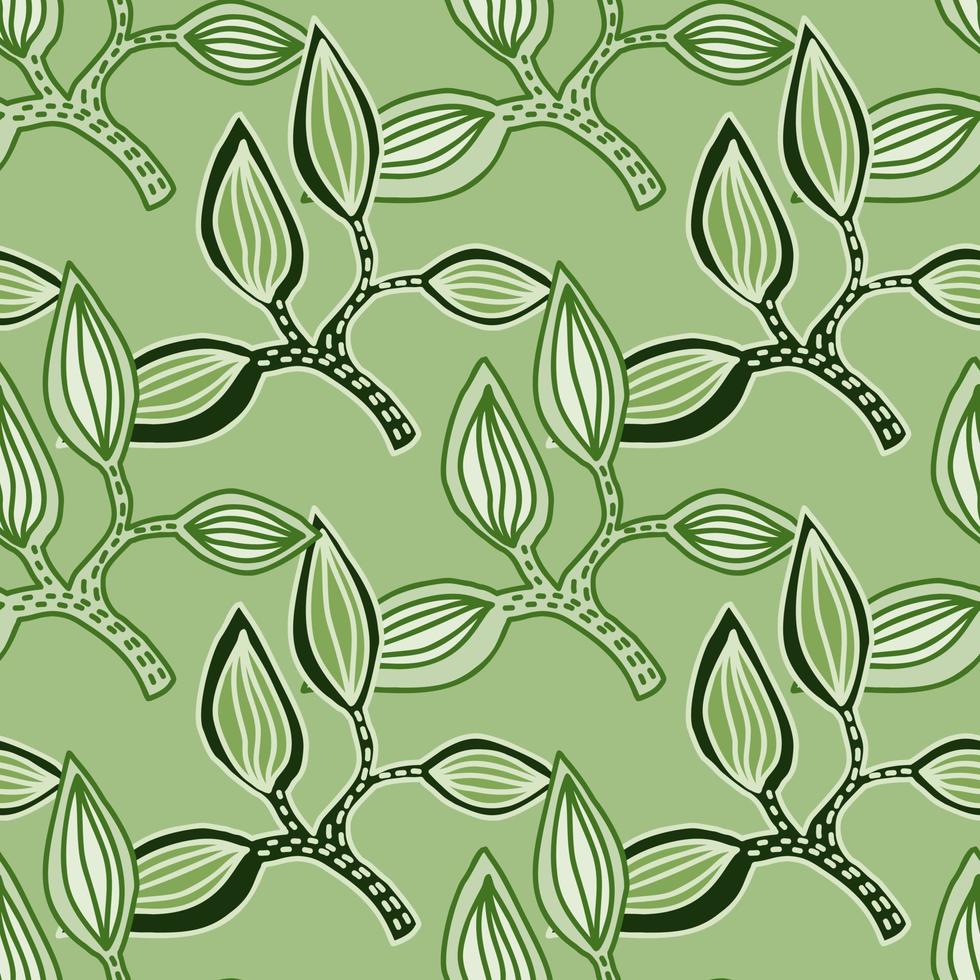 Seamless pattern with decorative leaves. Hand drawn exotic botanical texture. Sketch jungle leaf seamless wallpaper. vector