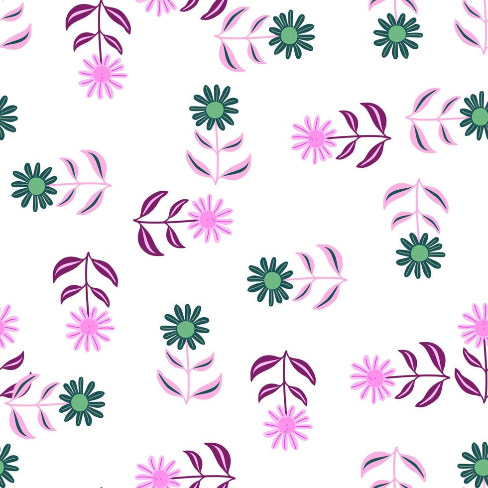 Simple flower seamless pattern. Elegant botanical background. Abstract floral wallpaper. vector