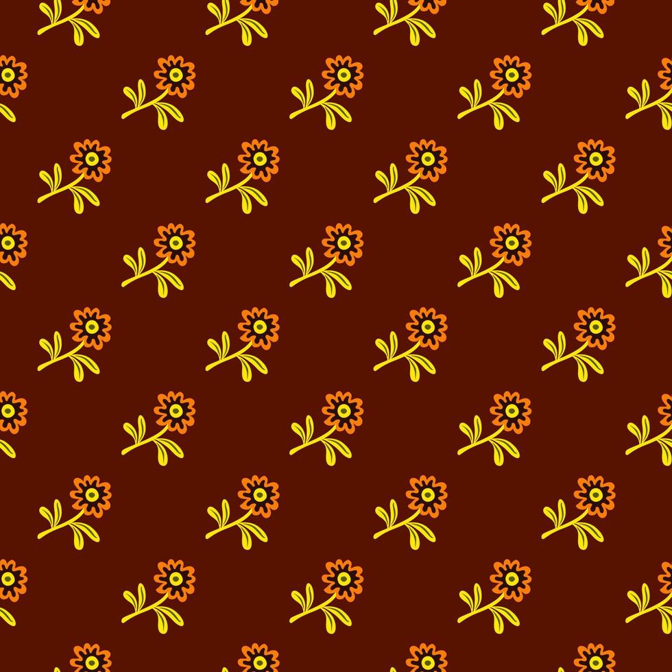 Cute flower seamless pattern in simple style. Hand drawn floral endless background. vector