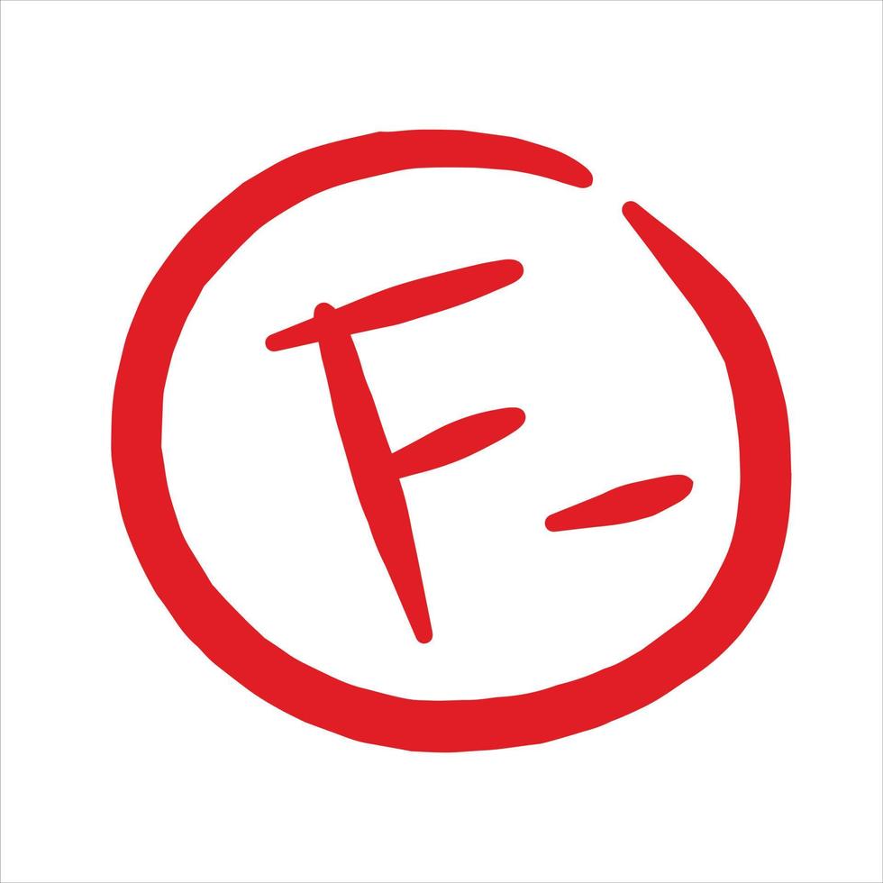 Grade result F minus isolated on white background vector