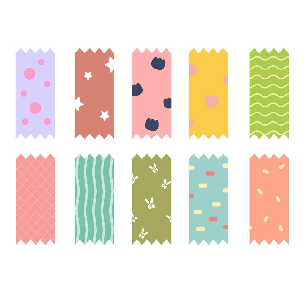 Scotch tape with Cute Patterned. Vector illustration Flat decolation element for website or app, graphic, logo, social media, mobile app, ui.