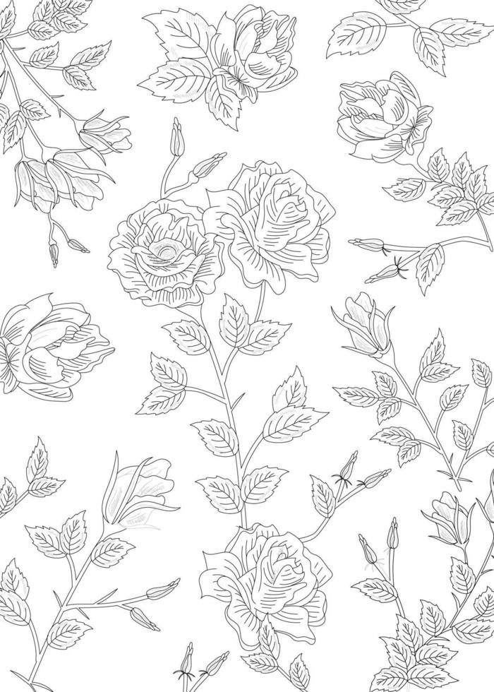 Beautiful floral art drawing style, call a Batik from Indonesia local culture, beautiful line art seamless pattern, find fill pattern on swatches vector