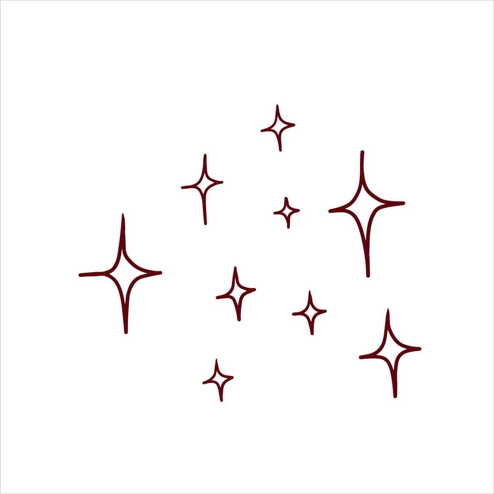 Hand Drawn Doodle star. Black and White Sparkling effect. vector
