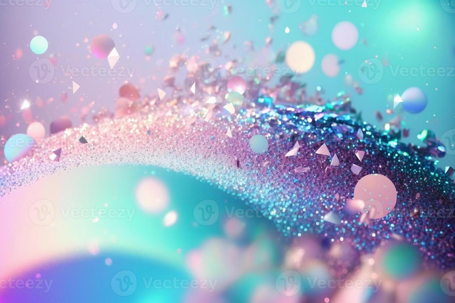 Beautiful abstract background with glitter. Vivid, holographic colors. Iridescent backdrop. Trendy design. . photo