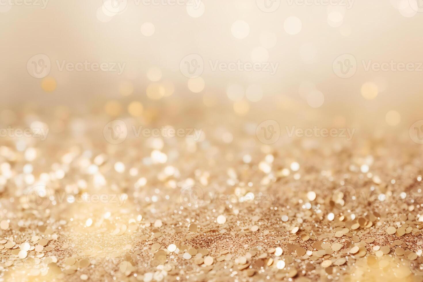 Beautiful abstract background with sparkles and copy space. Golden backdrop with glitter, sequins. Celebration, festive, event. Bokeh effect. Trendy design. . photo