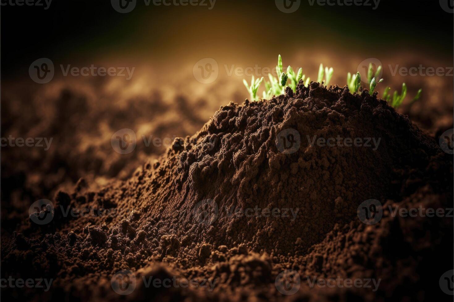 AI Generated Close up soil nature background. Fertile soil with organic saplings. 21984575 Stock