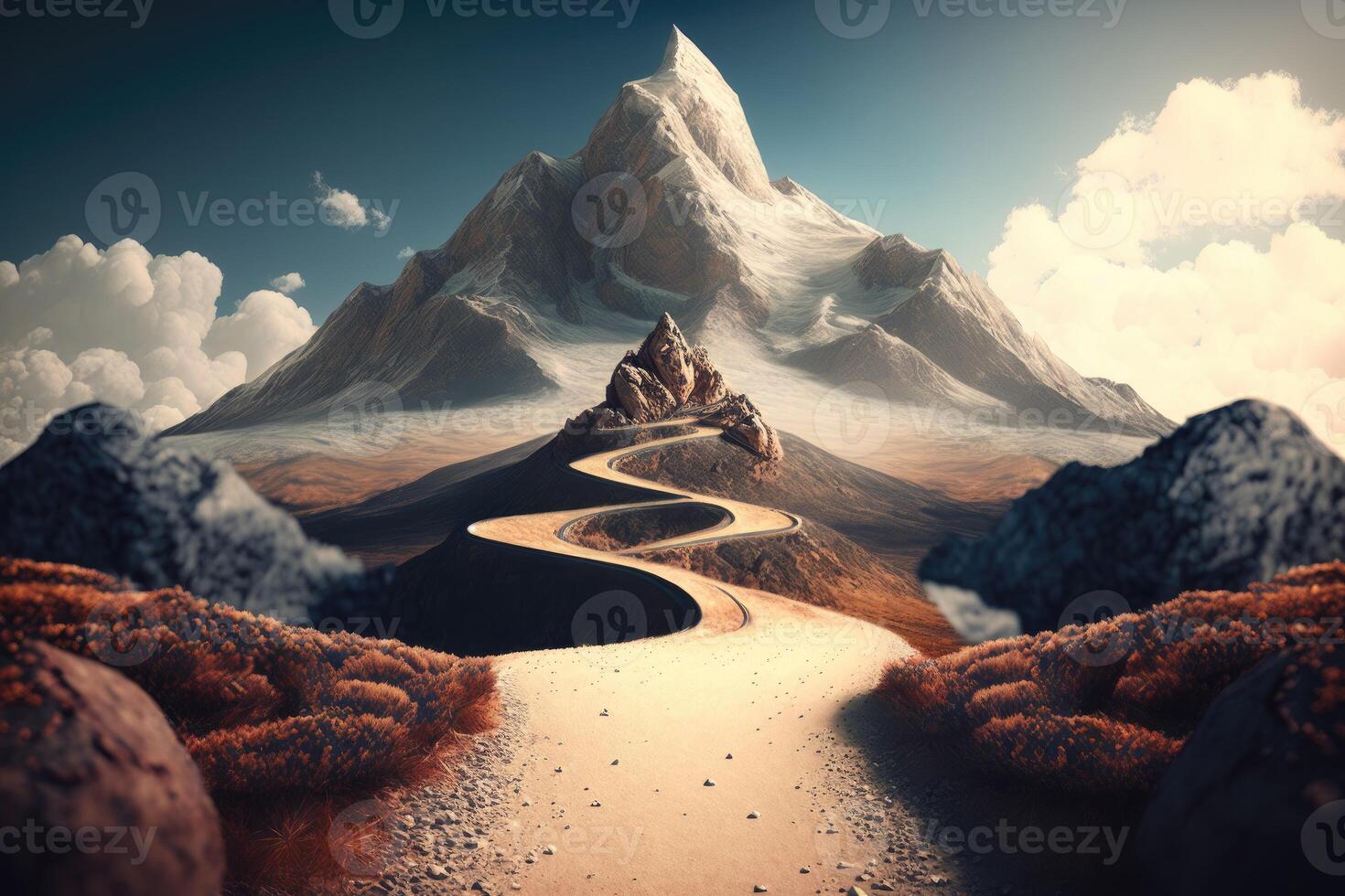 3D path to mountain top. photo