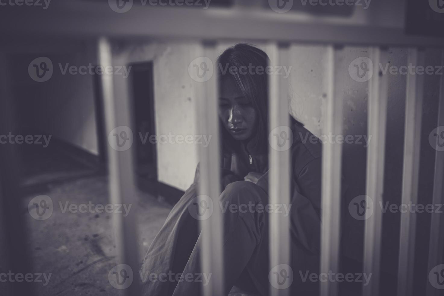 Hands of women desperate to catch the iron prison,prisoner concept,thailand people,Hope to be free,If the violate the law would be arrested and jailed. photo
