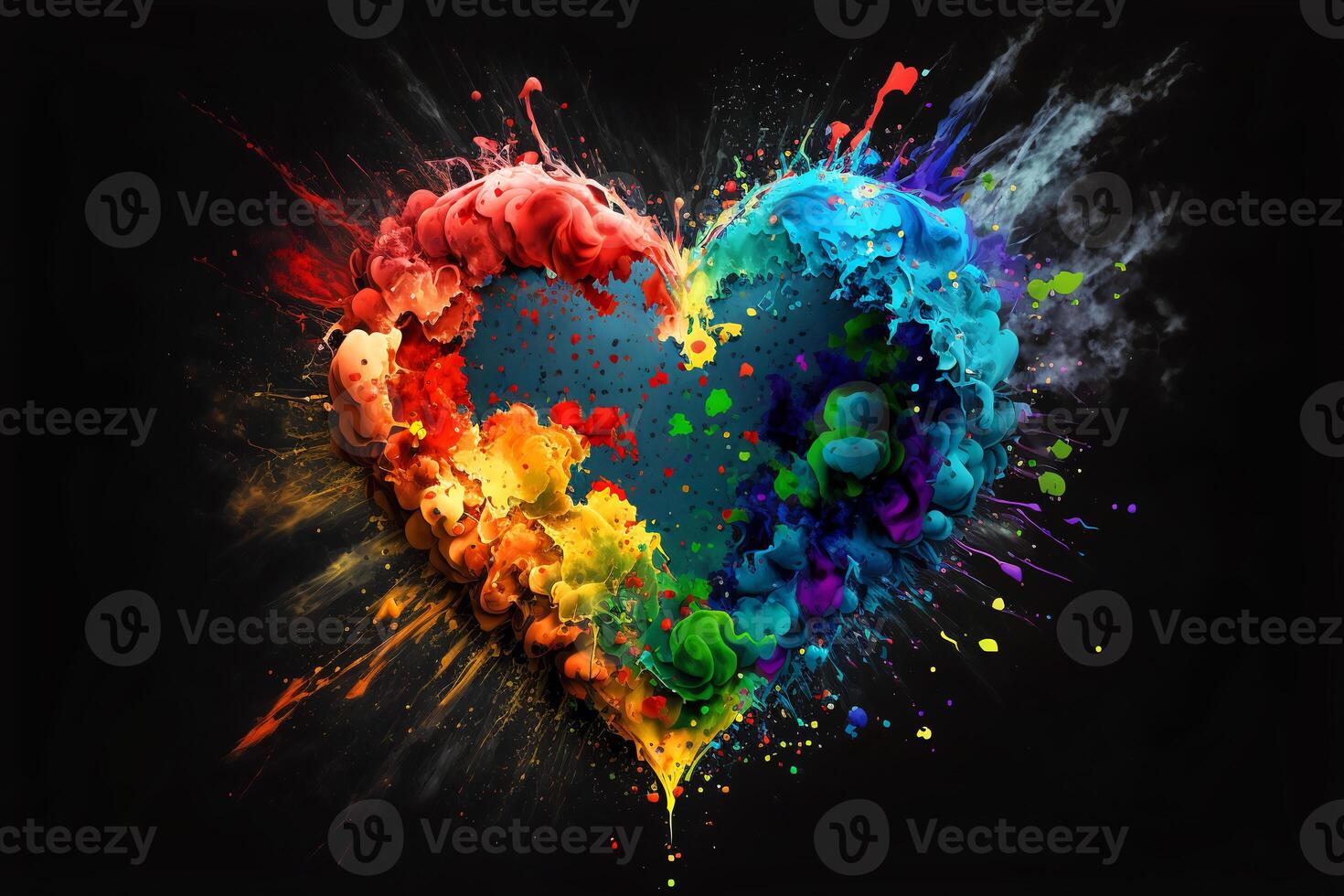 Colorful heart, explosion. Rainbow colors. Diversity, tolerance, inclusion concept. Different and unique to be. Love. . photo