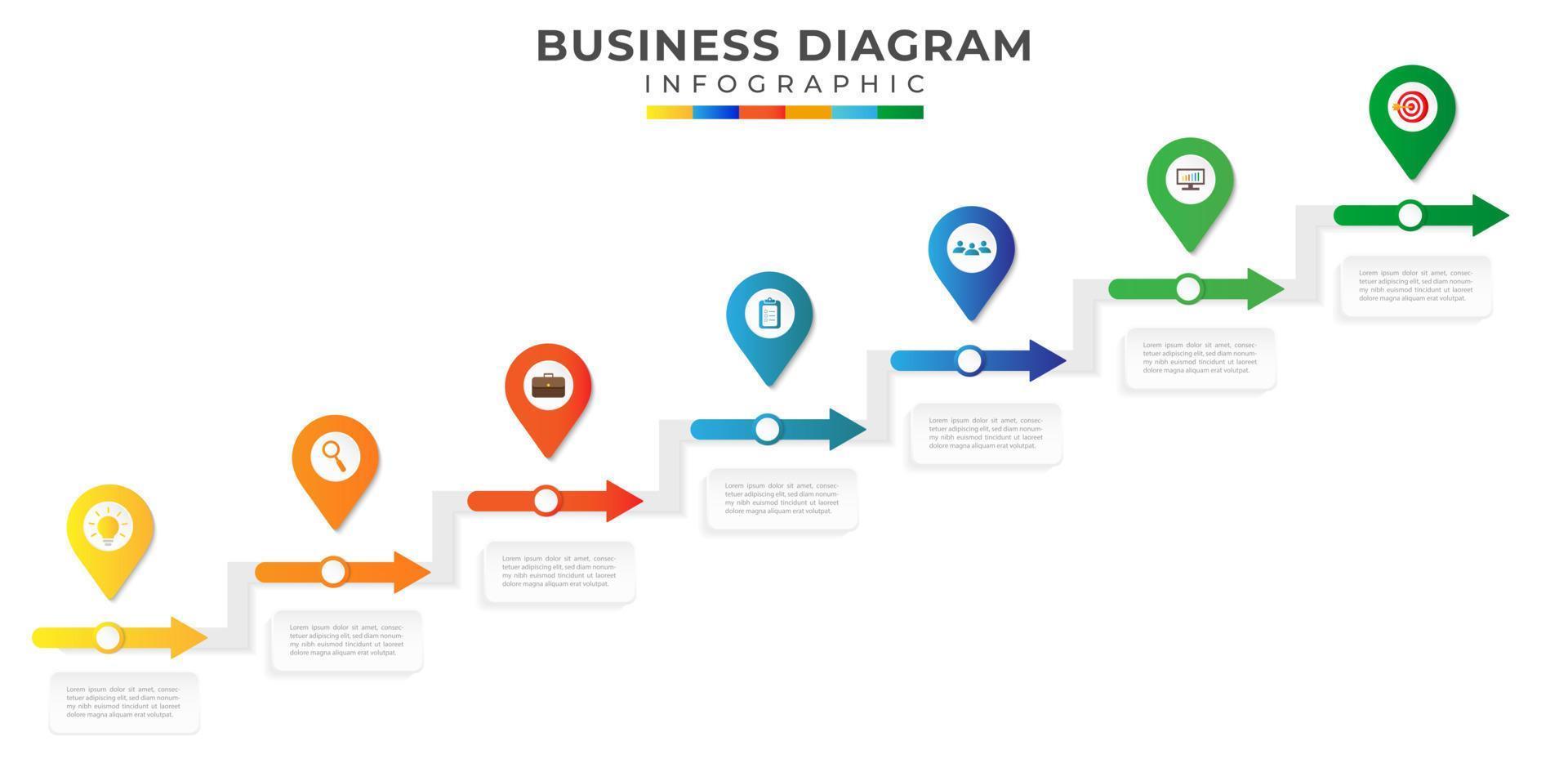 modern Timeline diagram calendar with 7 Topics, presentation vector infographic. Infographic template for business.