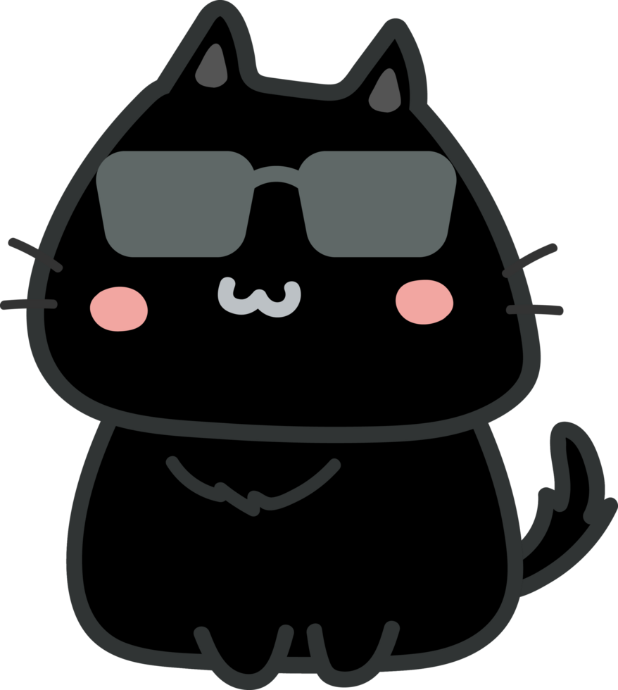 Cat with sunglasses cartoon character crop-out png