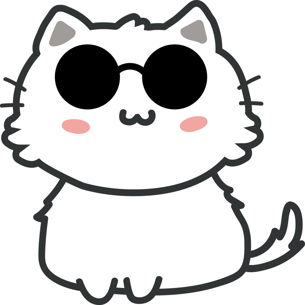 Cat with sunglasses cartoon character crop-out png