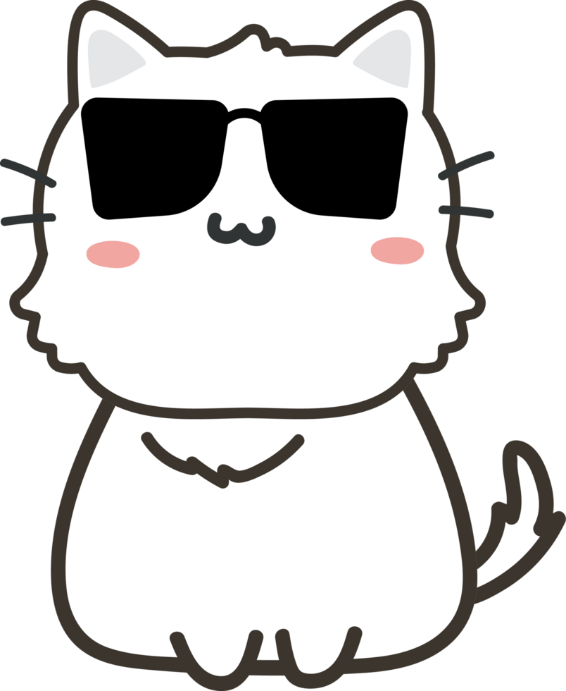 Cat with sunglasses cartoon character crop-out png