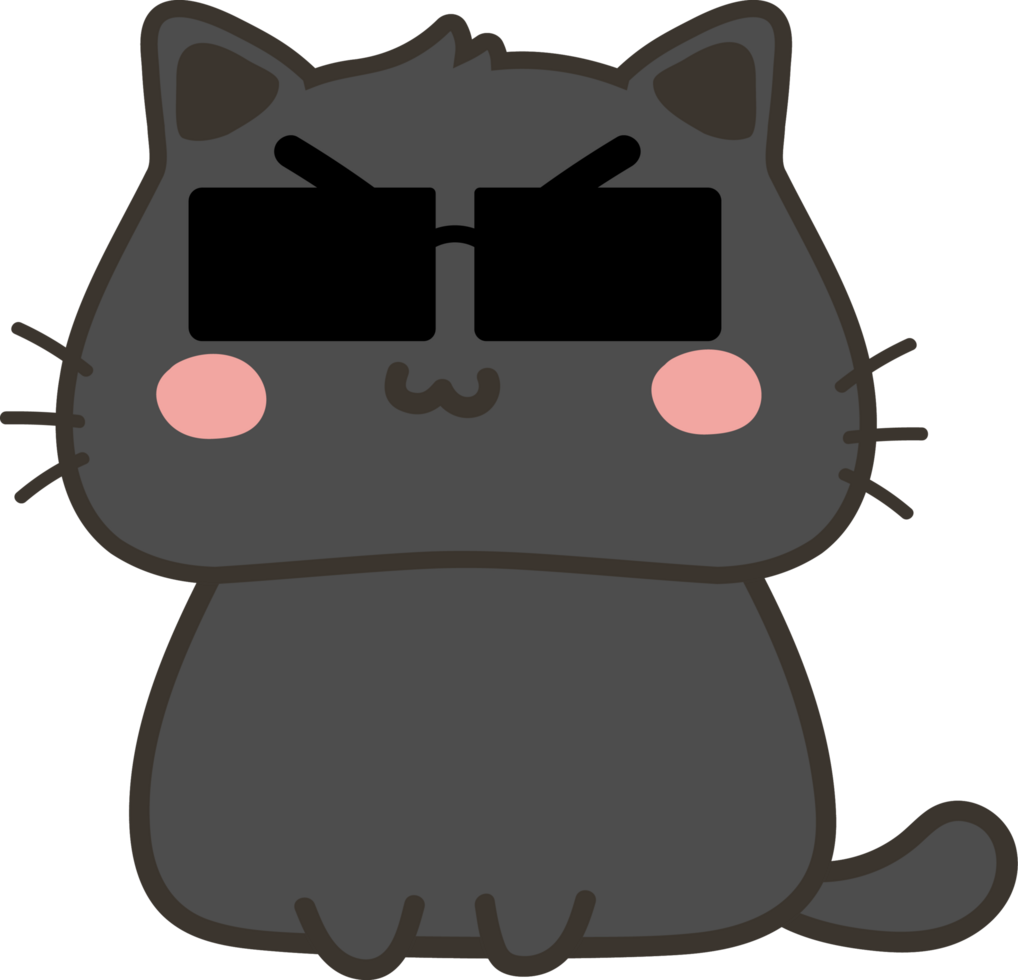 Cat with sunglasses cartoon character crop-out png