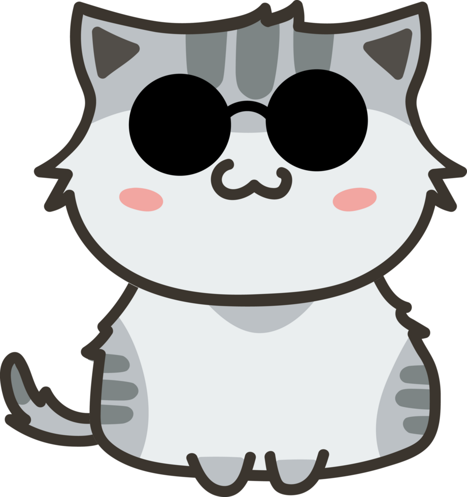 Cat with sunglasses cartoon character crop-out png