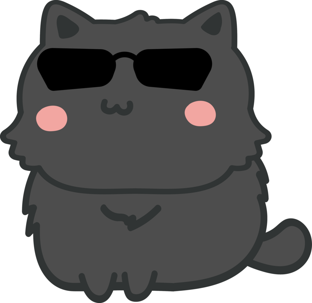 Cat with sunglasses cartoon character crop-out png