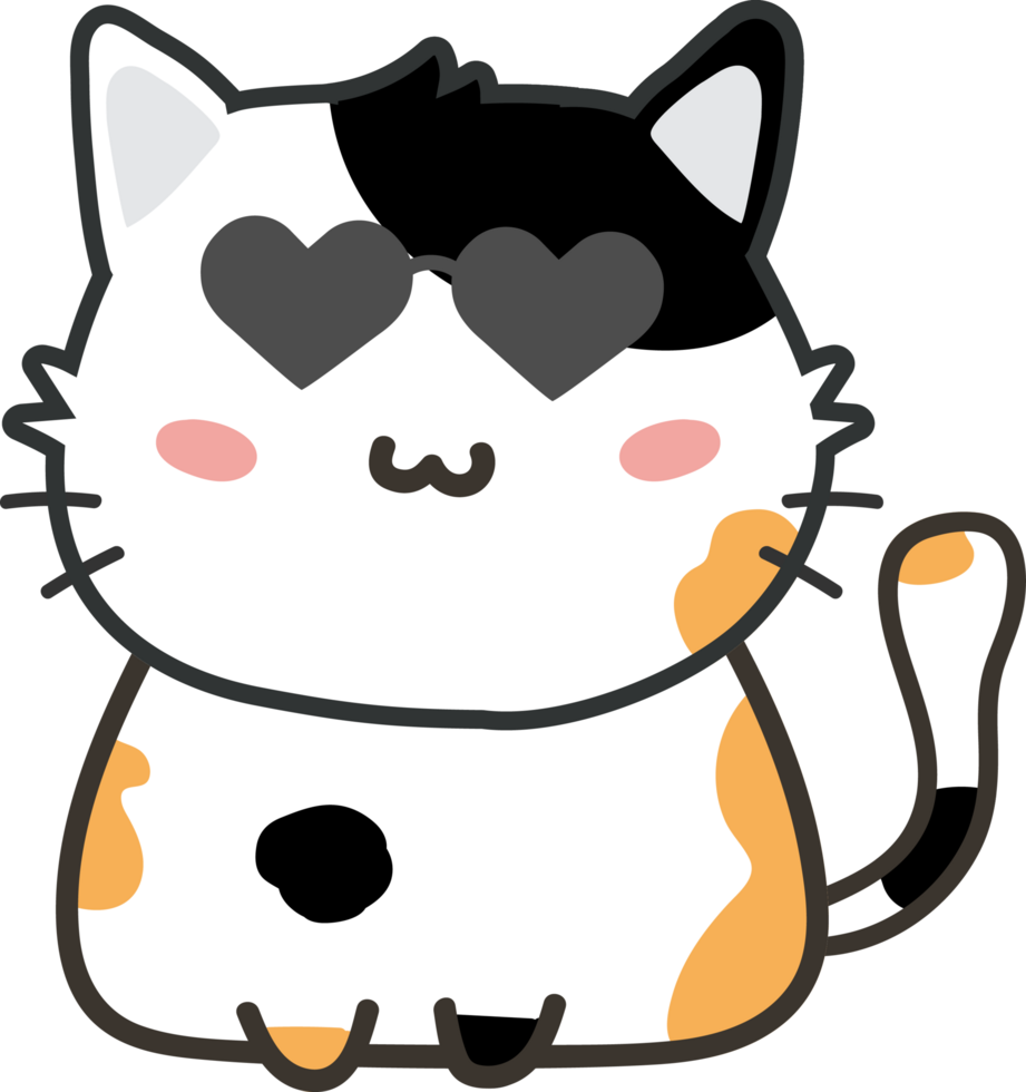 Cat with sunglasses cartoon character crop-out png